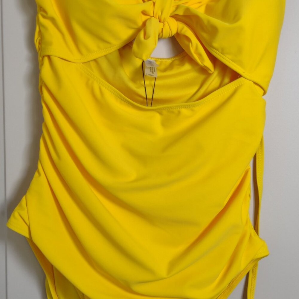 NWT Swimsuit Sexy Cutout Daffodil 1-Piece Tummy Control Hi Waist Sz Lg Tempt Me